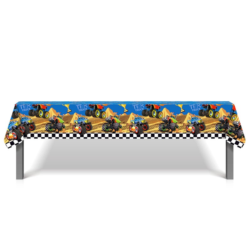CC HOME 1 Pack Monster Truck Plastic Tablecloth 54 x 87 Inch Long Rectangular Table Cover for Buffet Birthday Party Holiday Dinner Picnic or Tablecloth for Kitchen Event Use - Image 4
